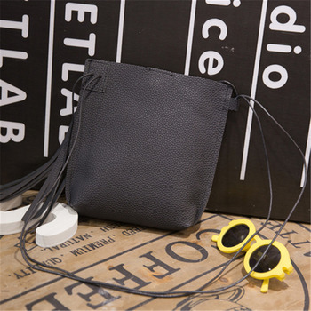 Simple Woman Bags Handbag PU Leather Fringed Bag Woman Pure Black Leisure Shoulder Messenger Girls Korean Version Crossbody Bag